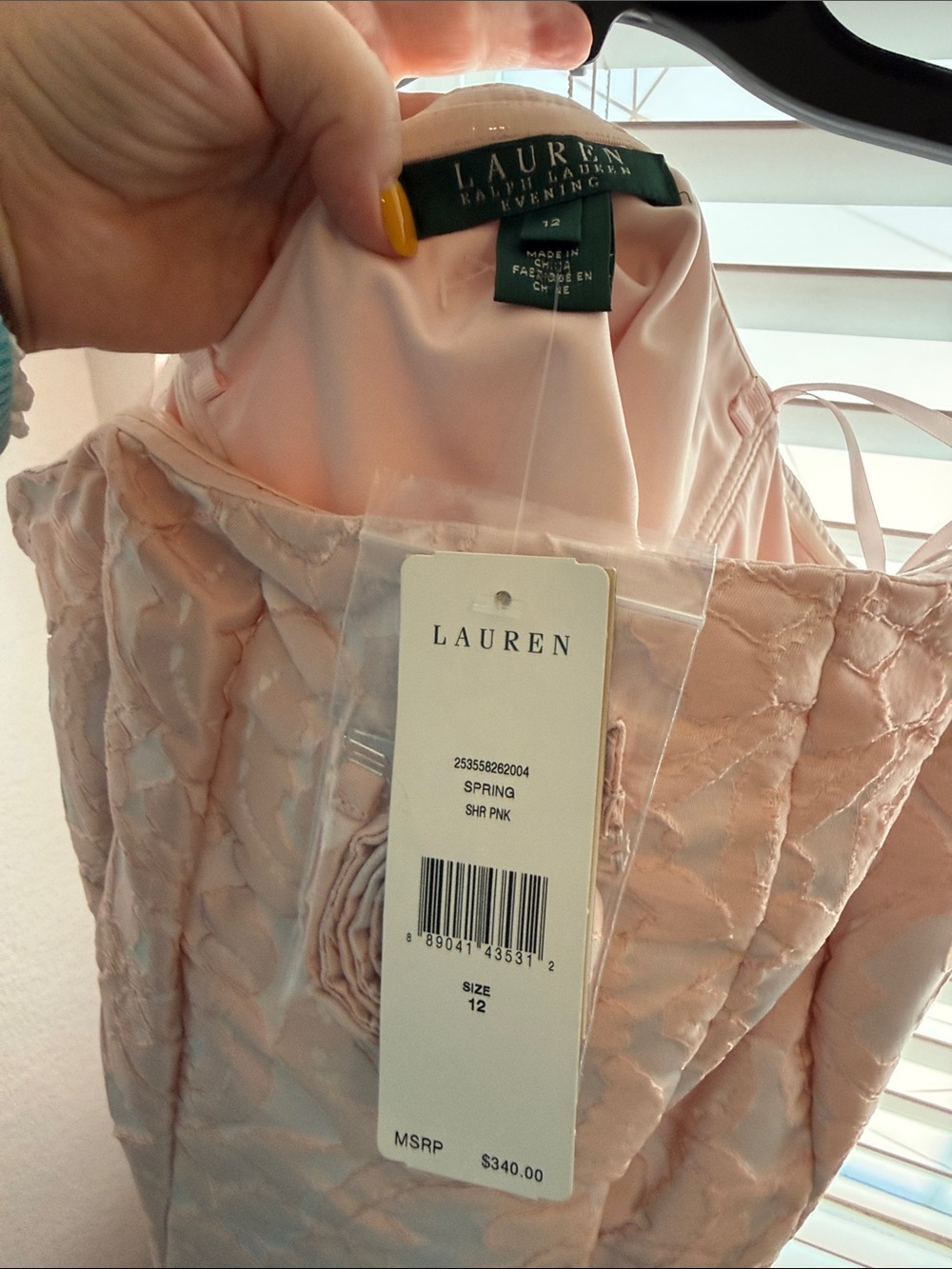 Lauren Ralph Lauren Blush Pink Textured Strapless Evening Gown size 12 NWT $200 - Picture 2 of 6